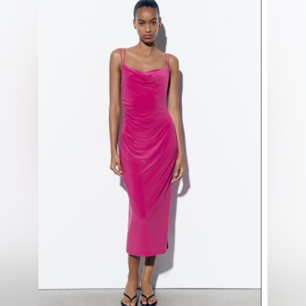 Zara double strap dress in fuchsia